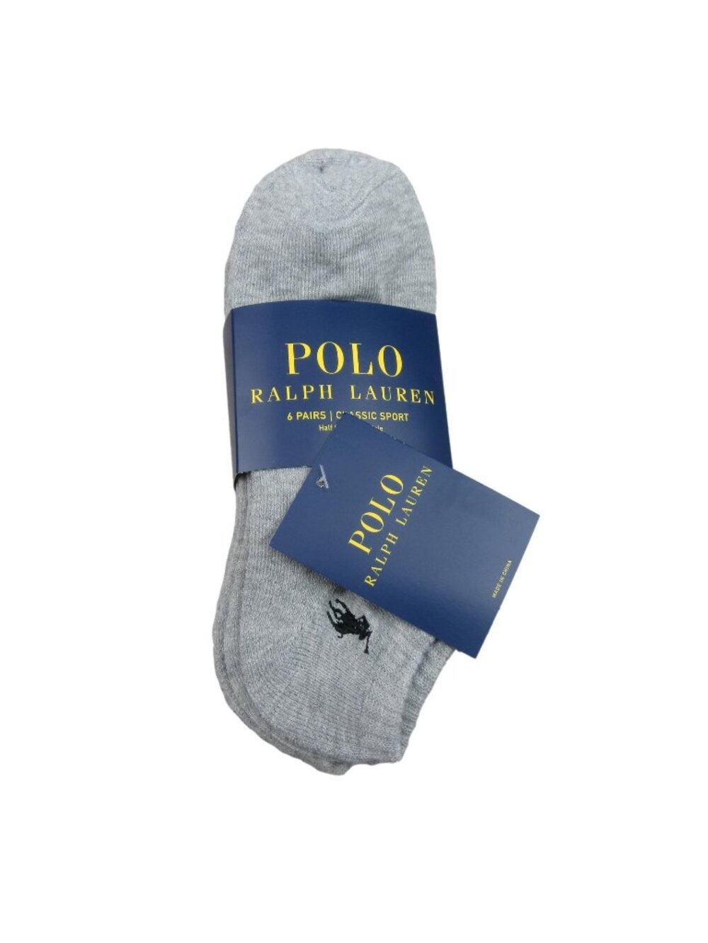 Polo Ralph Lauren Classic Sport 1/2 Cush Socks Mens Size 6-13 Grey (6-Pack) NEW